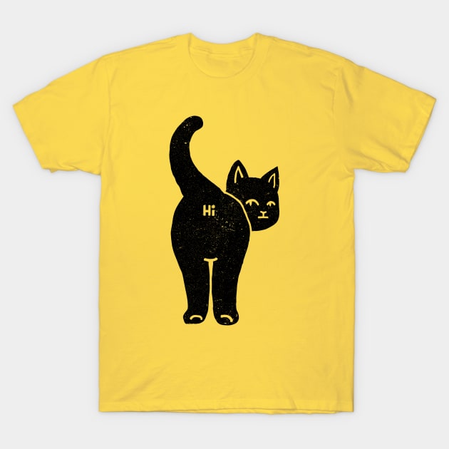 Hello Cat Butt Minimalist Black by Tobe Fonseca T-Shirt by Tobe_Fonseca